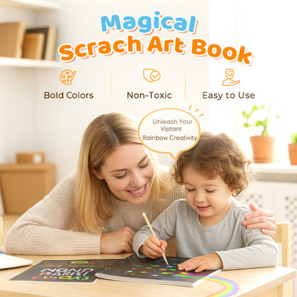 Set de Artă Scratch pe Hârtie pentru Desen cu Temă Curcubeu