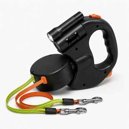 Dobbelt hundesnor med LED-lys og håndfri design