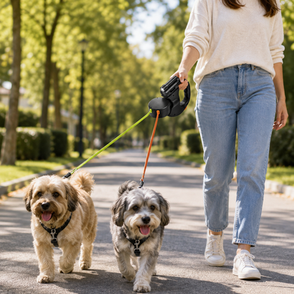 Dobbelt hundesnor med LED-lys og håndfri design