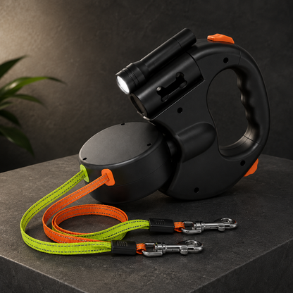 Dobbelt hundesnor med LED-lys og håndfri design