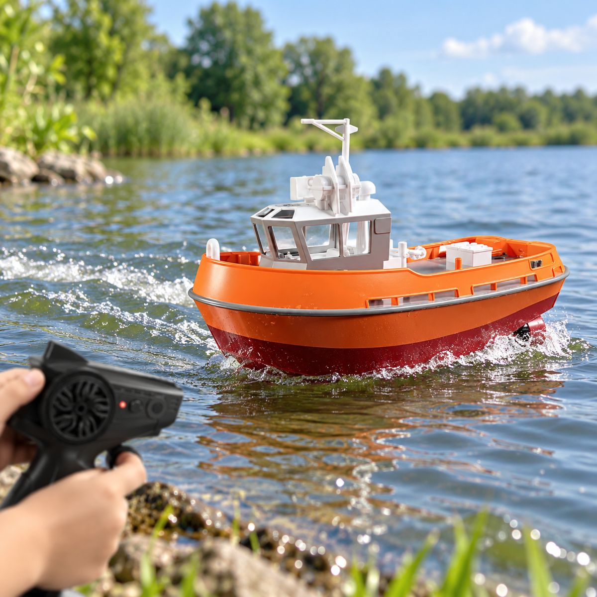 Dual Motor Rc Tugboat Electric Remote Controlled Fun