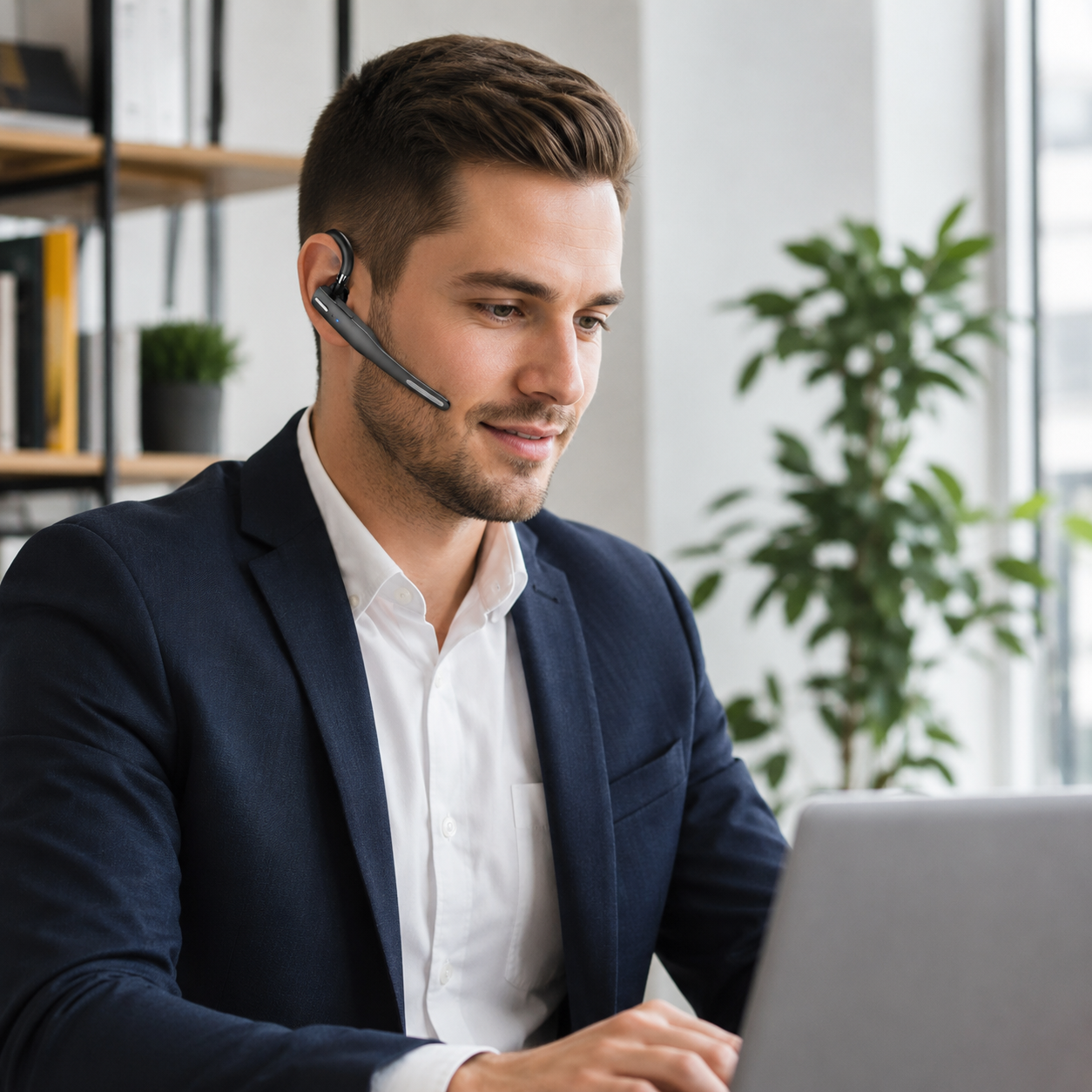 Dual Mic Bluetooth Headset Noise Cancelling Foldable