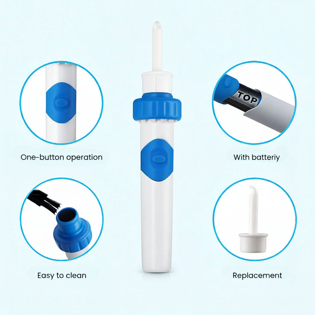 Pulitore per Orecchie Elettrico con Punta in Silicone Strumento Delicato per la Rimozione del Cerume