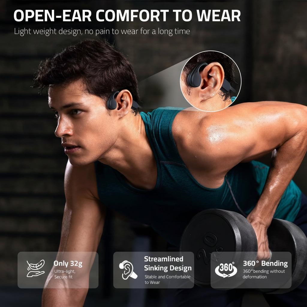 Căști fără fir cu conducție osoasă Încărcare USB Ureche deschisă Sport
