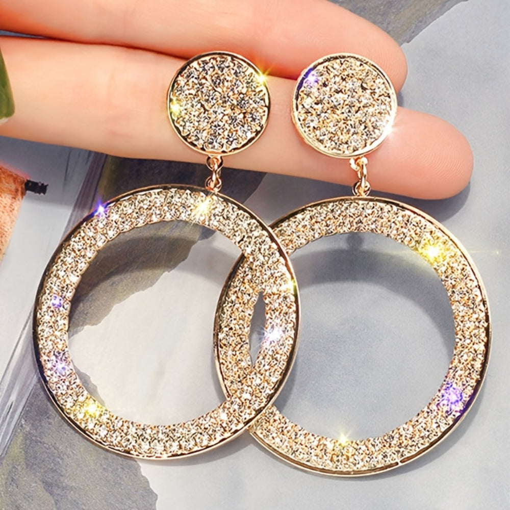 Earrings Mothers Day Gift Gold Rhinestone Hoop Statement Jewelry