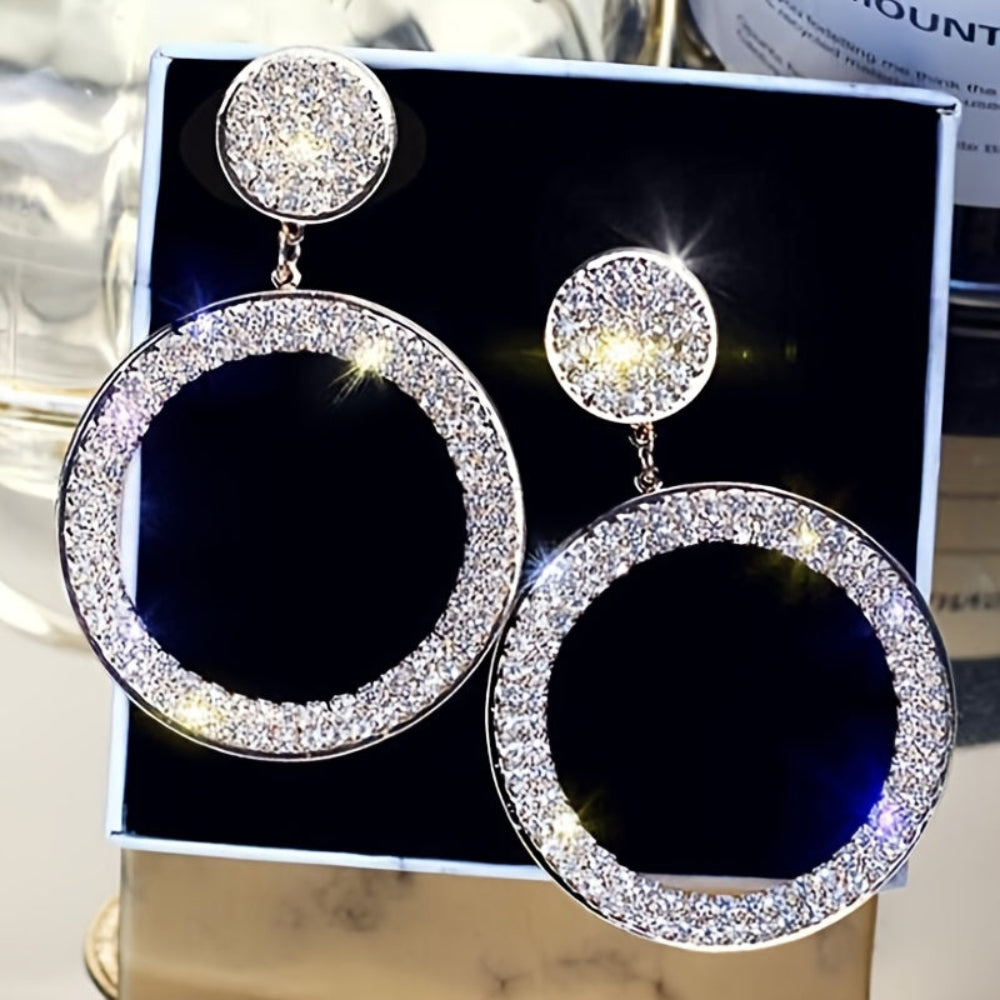 Earrings Mothers Day Gift Gold Rhinestone Hoop Statement Jewelry