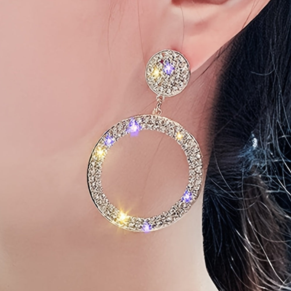 Earrings Mothers Day Gift Gold Rhinestone Hoop Statement Jewelry