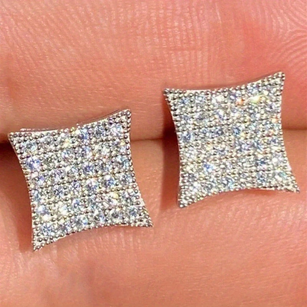 Earrings Mothers Day Gift Rhinestone Square Stud Elegant Jewelry
