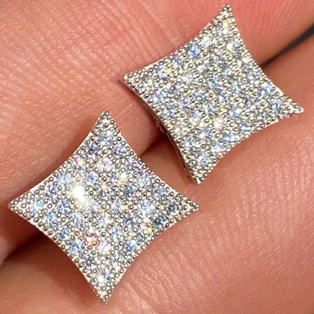Earrings Mothers Day Gift Rhinestone Square Stud Elegant Jewelry