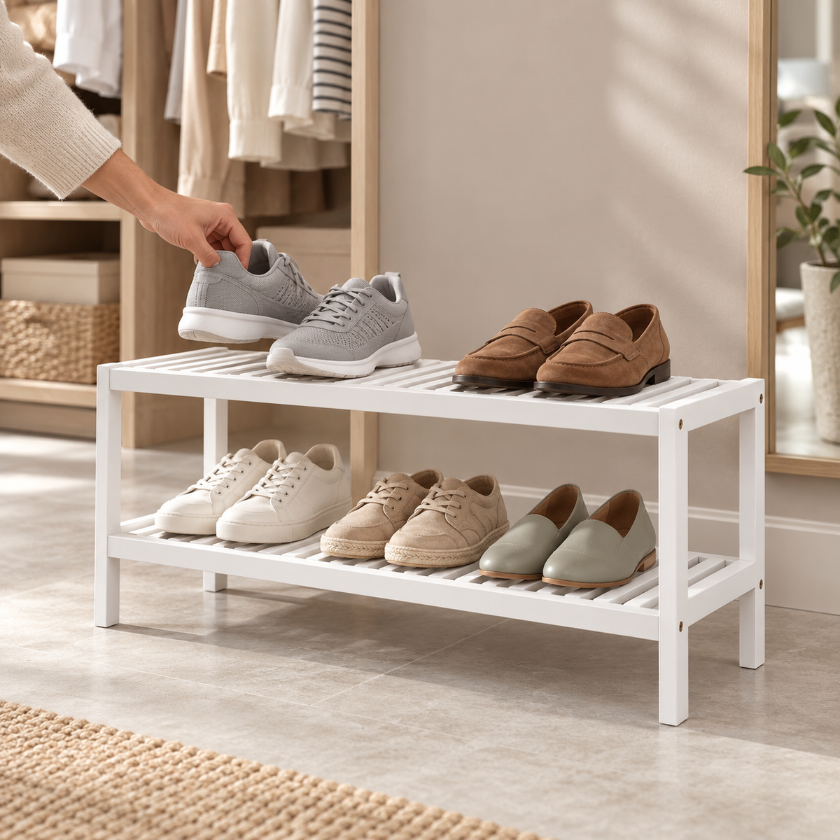 Easy Assembly Shoe Rack Entryway Organizer Storage