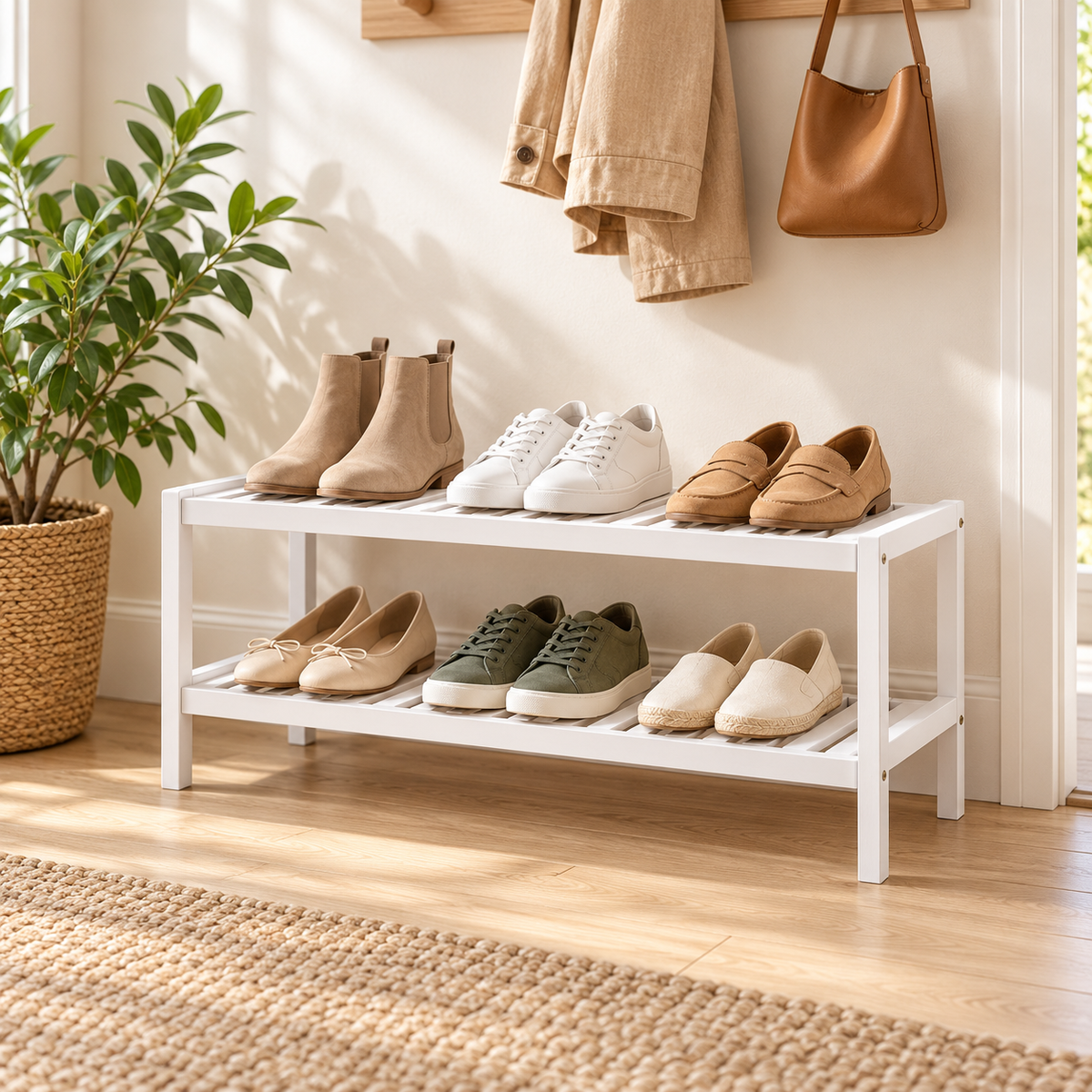 Easy Assembly Shoe Rack Entryway Organizer Storage