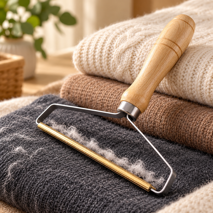 Cepillo quitapelusas ecológico portátil de madera para ropa