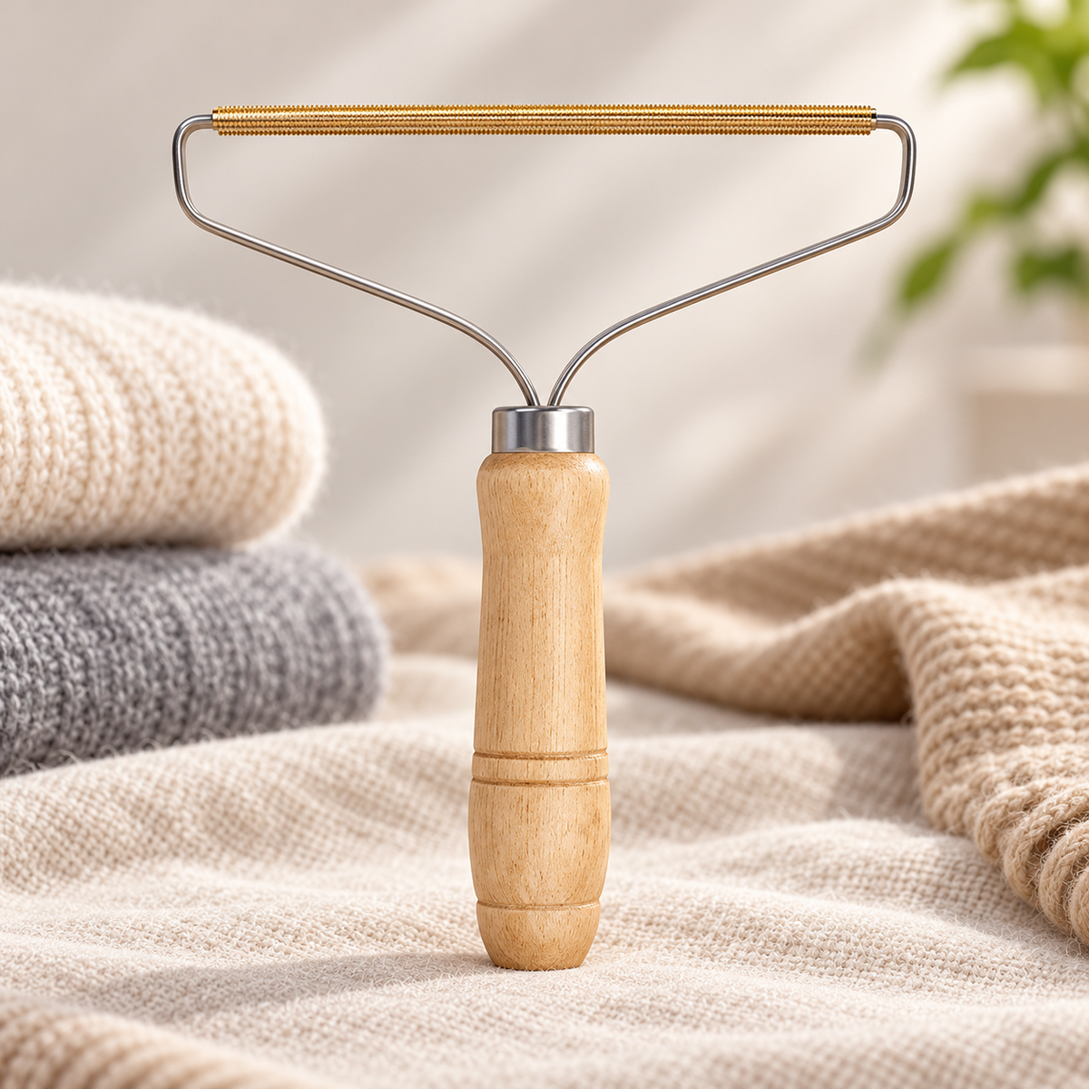 Cepillo quitapelusas ecológico portátil de madera para ropa