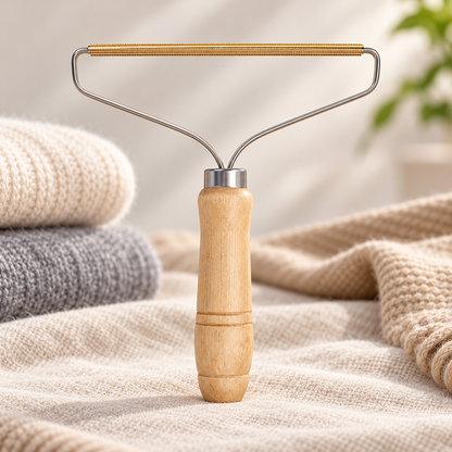Cepillo quitapelusas ecológico portátil de madera para ropa