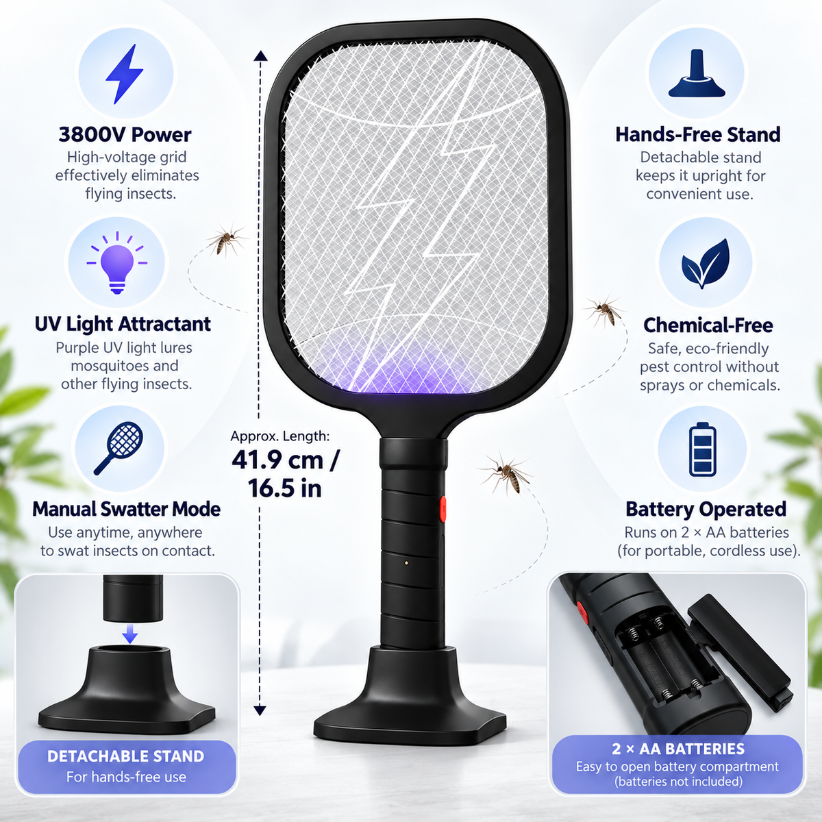 Electric Bug Zapper Handheld Outdoor Pest Control Tool