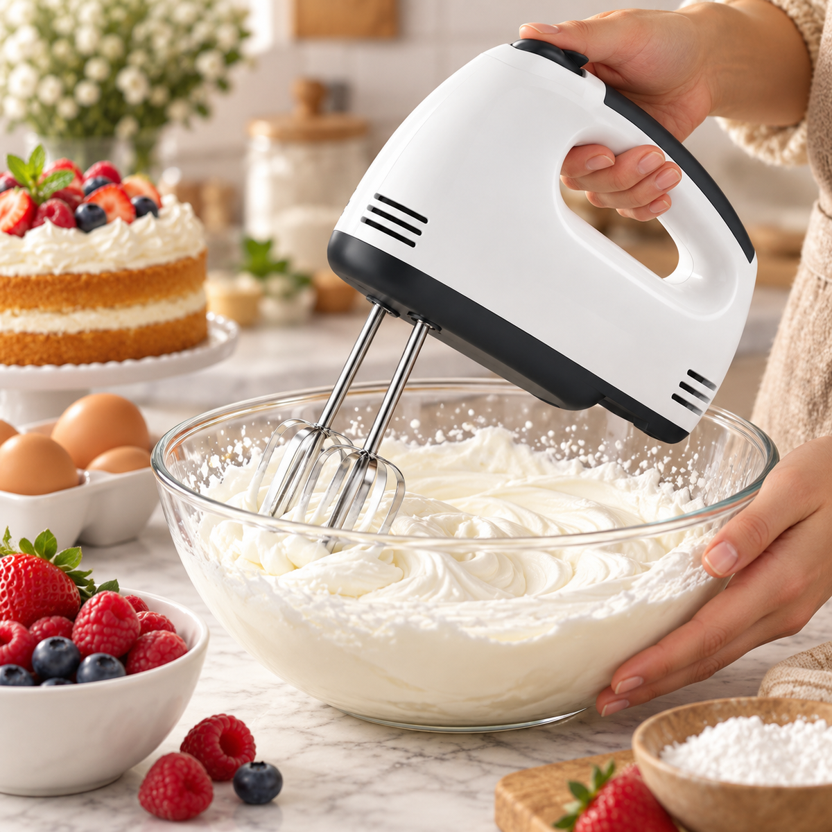 Electric Hand Mixer Easy Clean Handheld Mixer Compact
