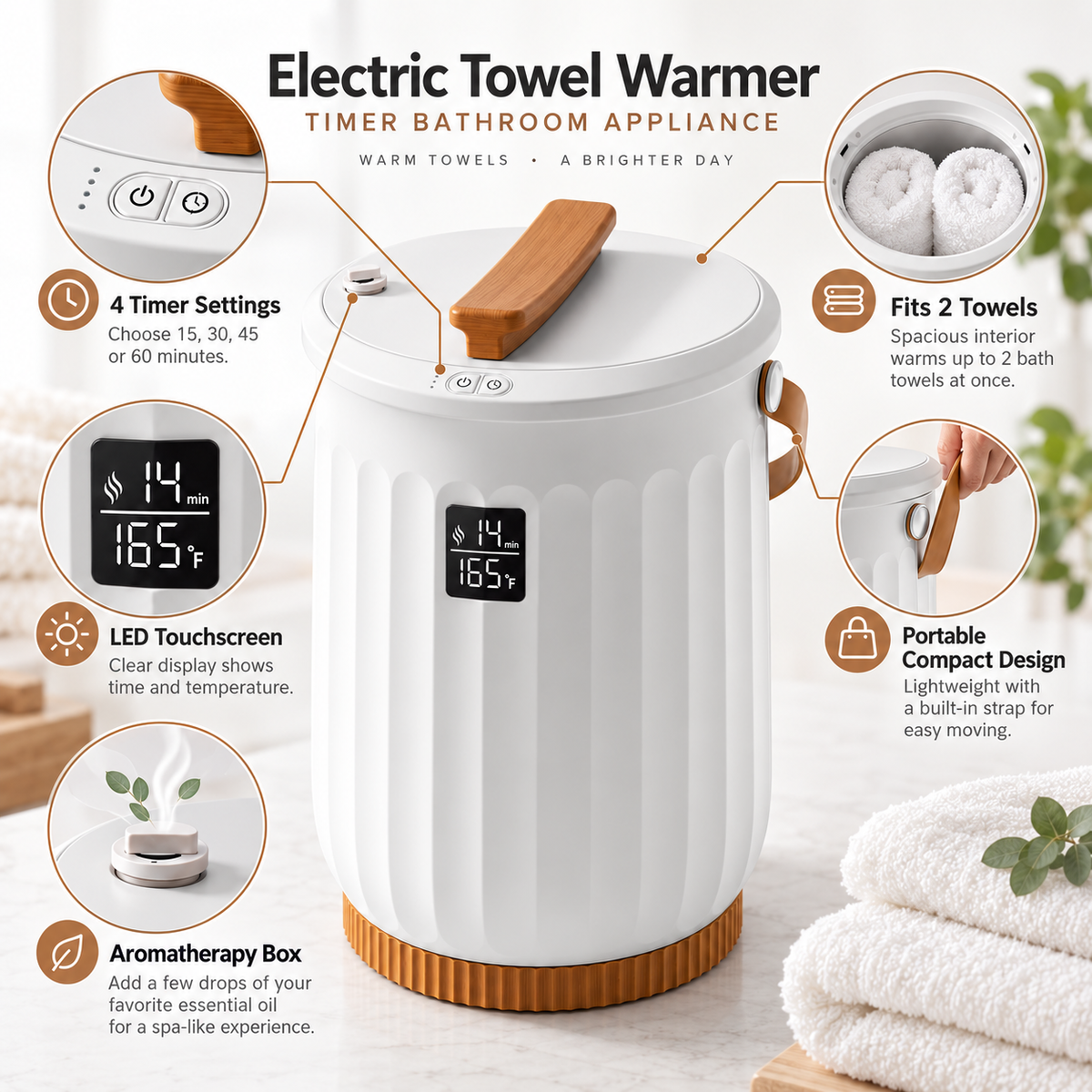 Aparat de baie electric pentru încălzirea prosoapelor, cu temporizator