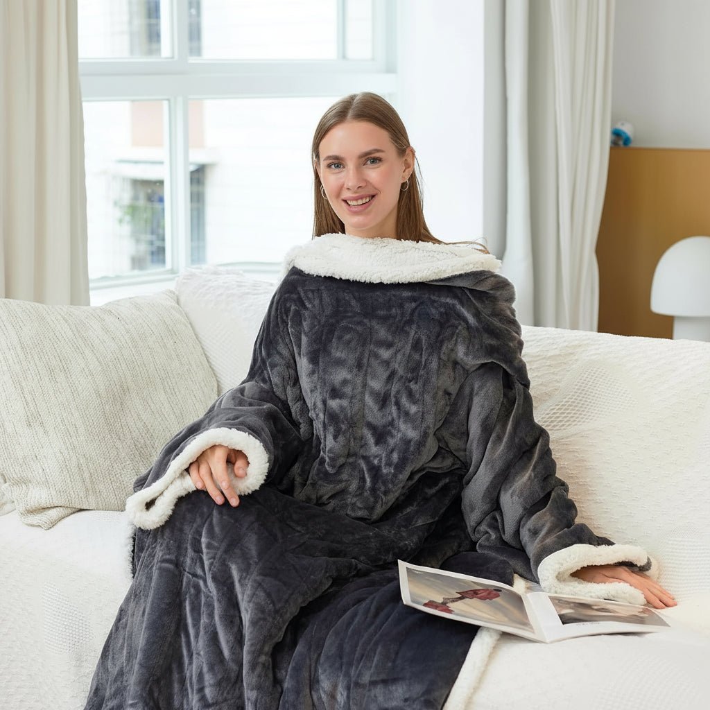 Electric Heated Blanket Wearable Sherpa Fleece Throw Adults