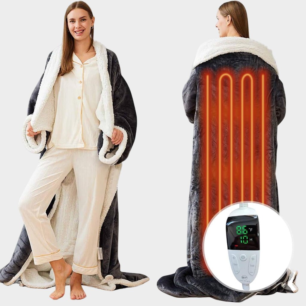 Electric Heated Blanket Wearable Sherpa Fleece Throw Adults - Image 4