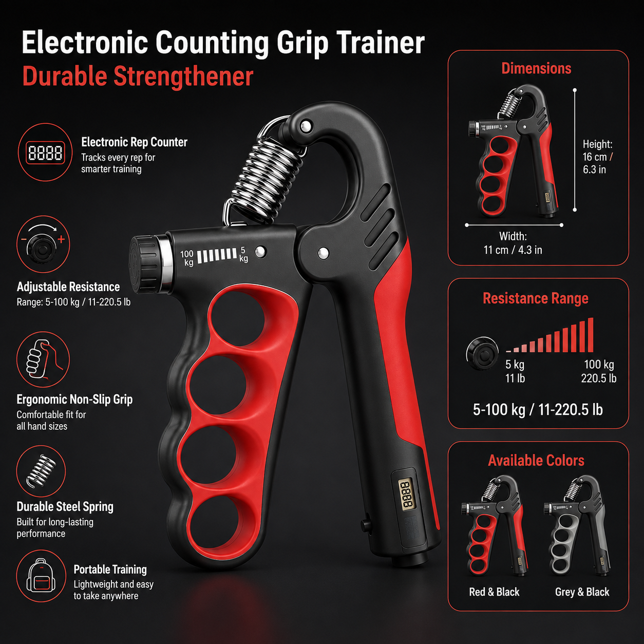 Electronic Counting Grip Trainer Durable Strengthener