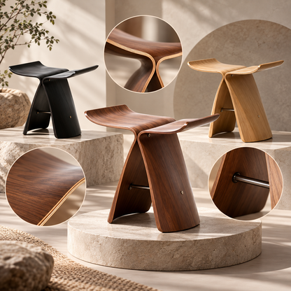 Taburete de madera elegante, otomana versátil, diseño moderno