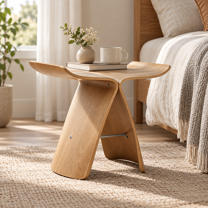 Taburete de madera elegante, otomana versátil, diseño moderno