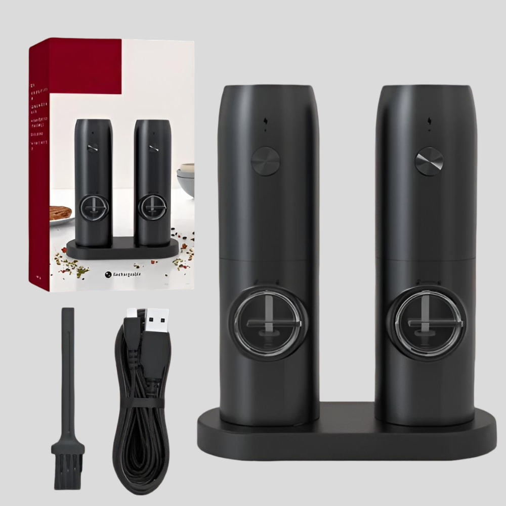 Set di macinapepe e macinasale elettrici con base di ricarica USB