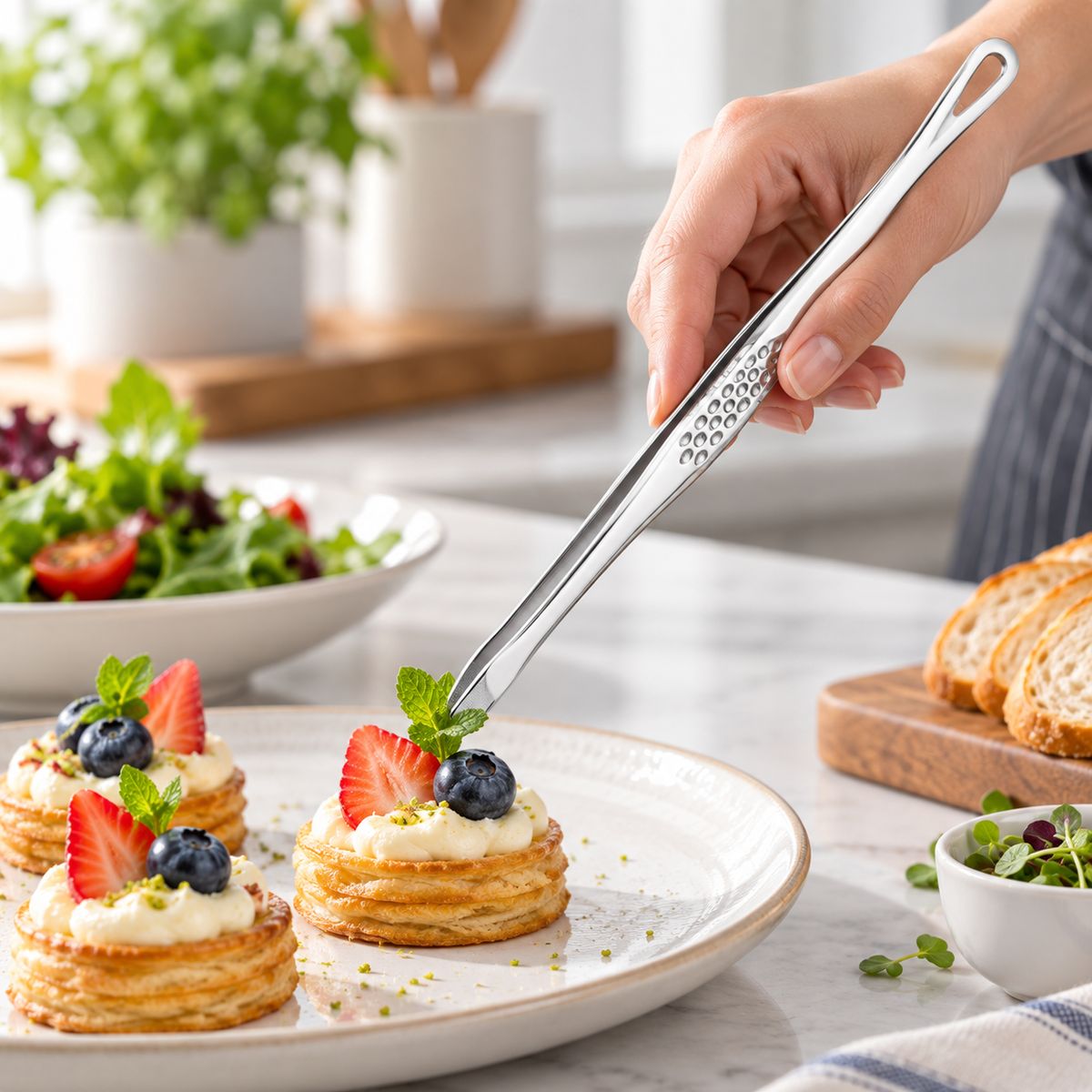 Ergonomic Grilling Tongs Stainless Steel Kitchen Tool Set