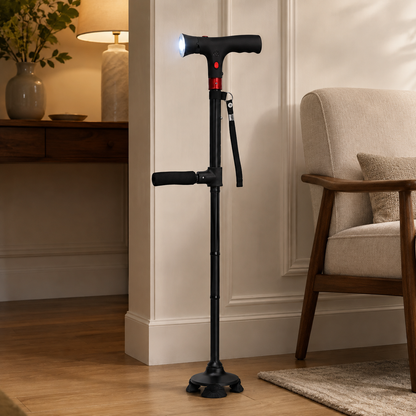 Ergonomisk stok med alarm og LED-lys