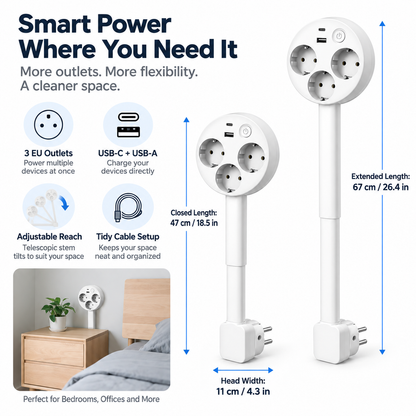 Extendable Outlet Smart Power Strip Adjustable Design