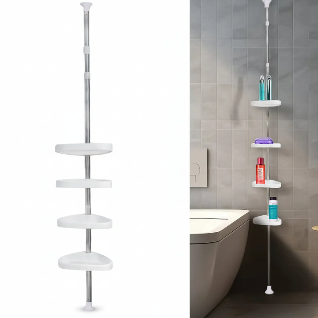 Shower Shelf Tension Pole Adjustable Corner Bathroom Storage Rack