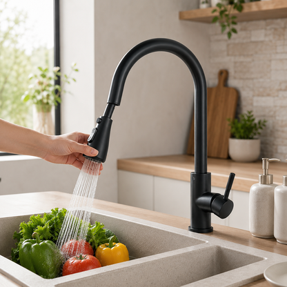 Extendable Kitchen Faucet Pull Down Flexible Swivel Spray