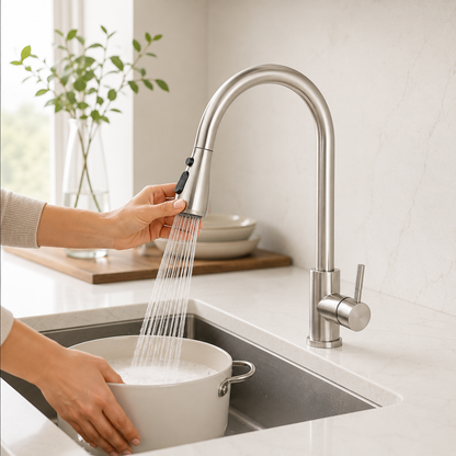 Extendable Kitchen Faucet Pull Down Flexible Swivel Spray