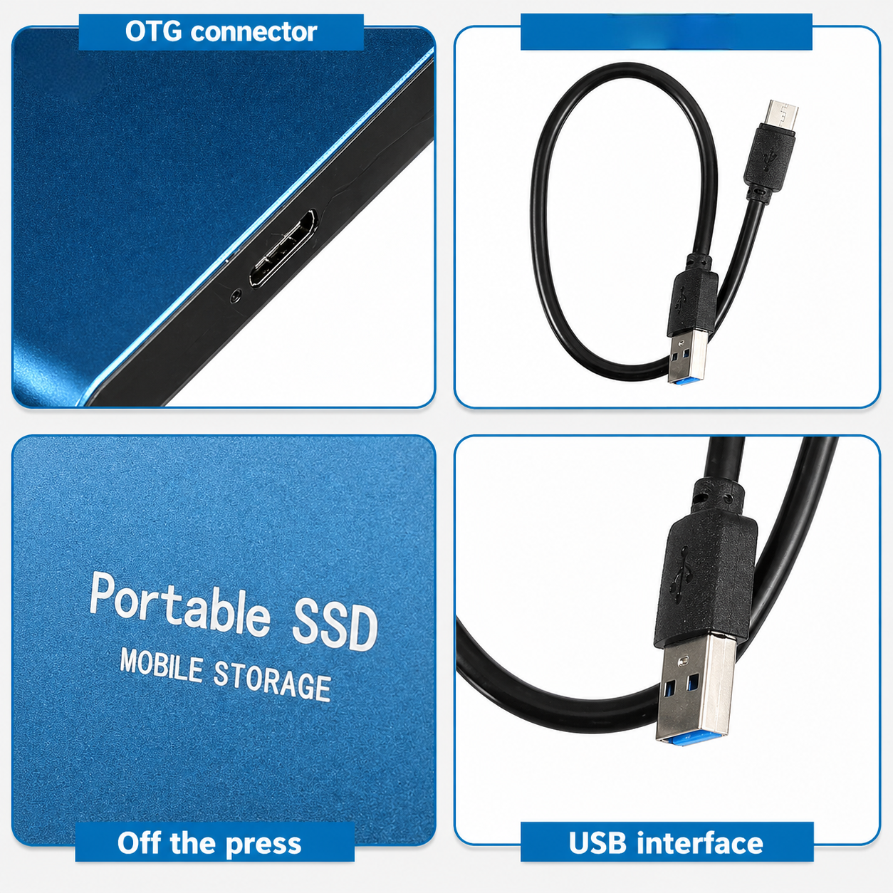 Disco Rígido Externo SSD Portátil USB C 2TB Armazenamento Móvel