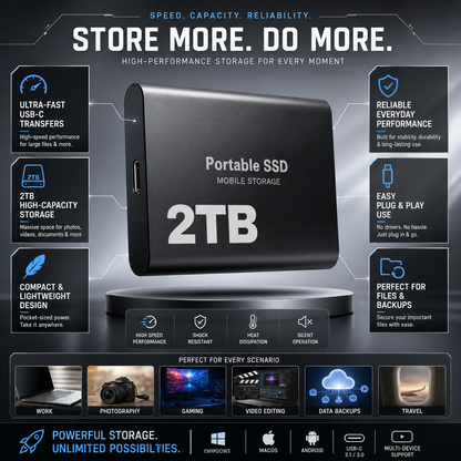 Hard disk extern portabil SSD USB C stocare mobilă 2TB