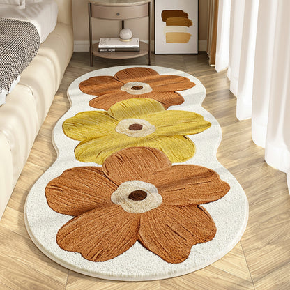 Tapete de Área Floral Irregular Macio para Quarto