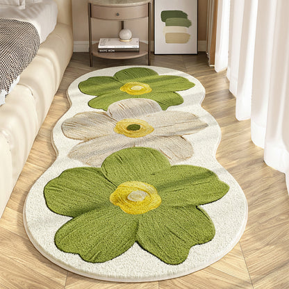 Tapete de Área Floral Irregular Macio para Quarto