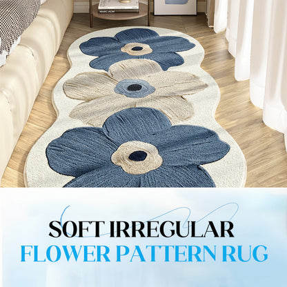 Tapete de Área Floral Irregular Macio para Quarto