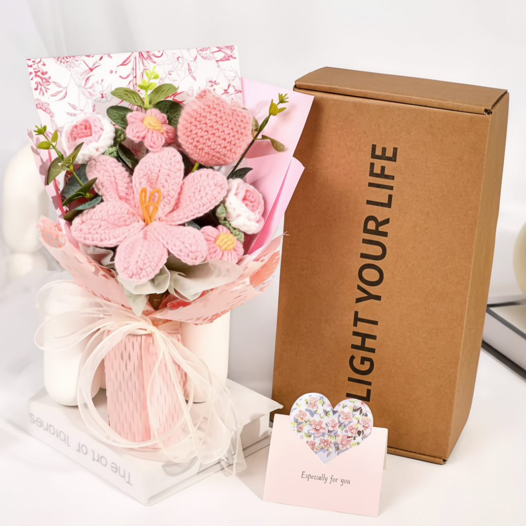 Bouquet de Flores Tulipa Tricotada Decoração para Casa