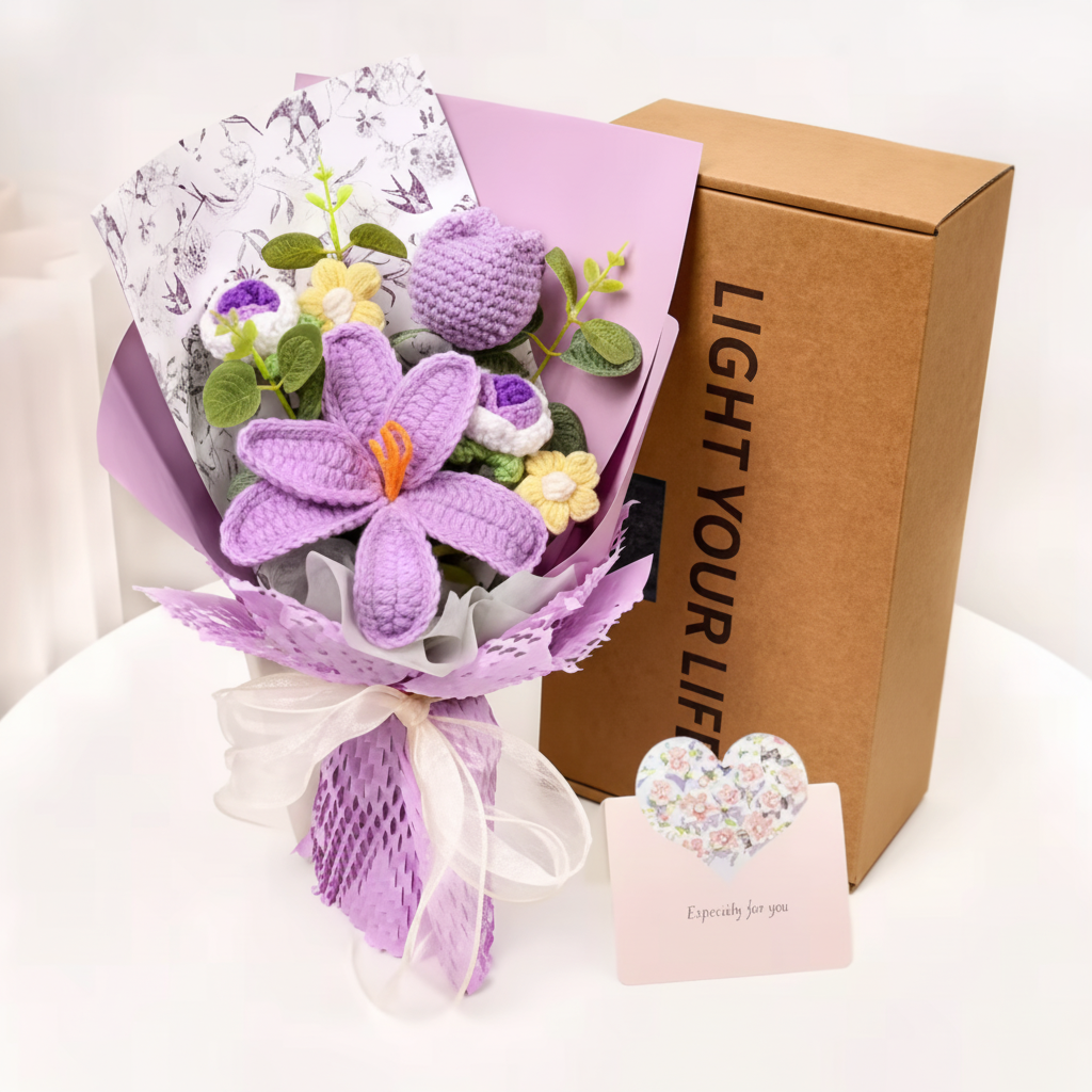 Bouquet de Flores Tulipa Tricotada Decoração para Casa