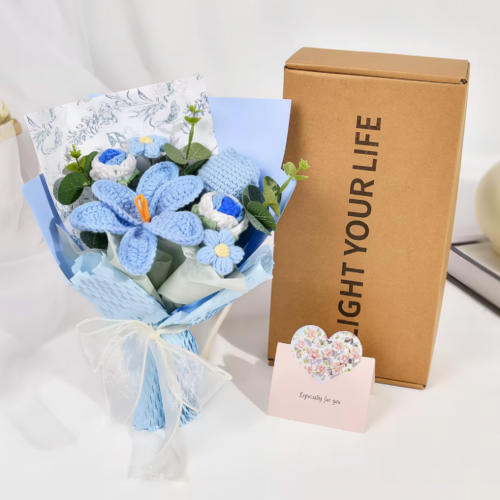 Bouquet de Flores Tulipa Tricotada Decoração para Casa