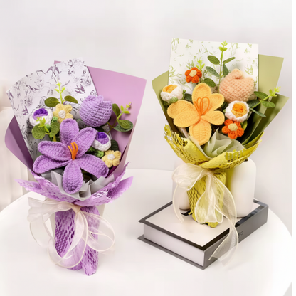 Bouquet de Flores Tulipa Tricotada Decoração para Casa