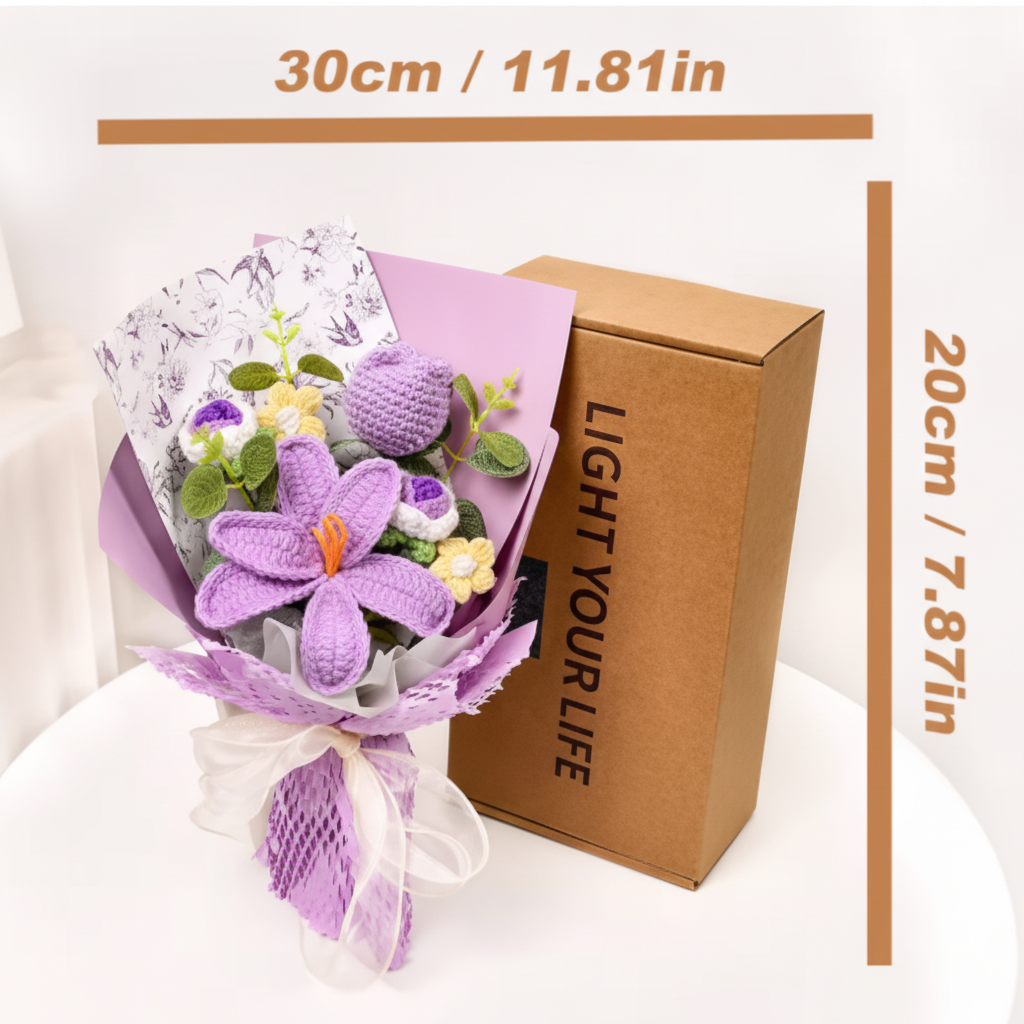 Bouquet de Flores Tulipa Tricotada Decoração para Casa