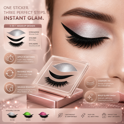 Pestanas Postiças 3 em 1 Reutilizáveis Autocolantes de Sombra de Olhos e Eyeliner