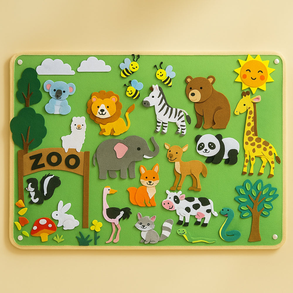 Tablero de fieltro para pared, interactivo, para exhibición de aprendizaje infantil