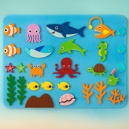 Tablero de fieltro para pared, interactivo, para exhibición de aprendizaje infantil