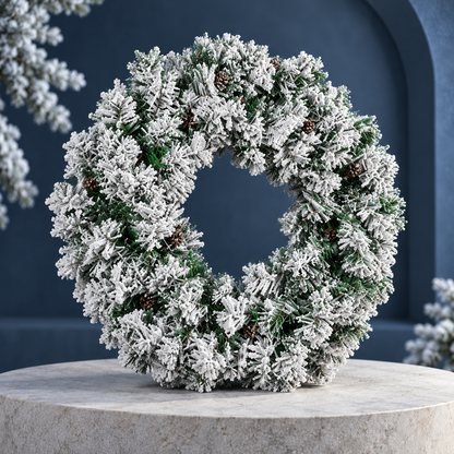 Flocked Christmas Wreath Snow Flocked Holiday Decor