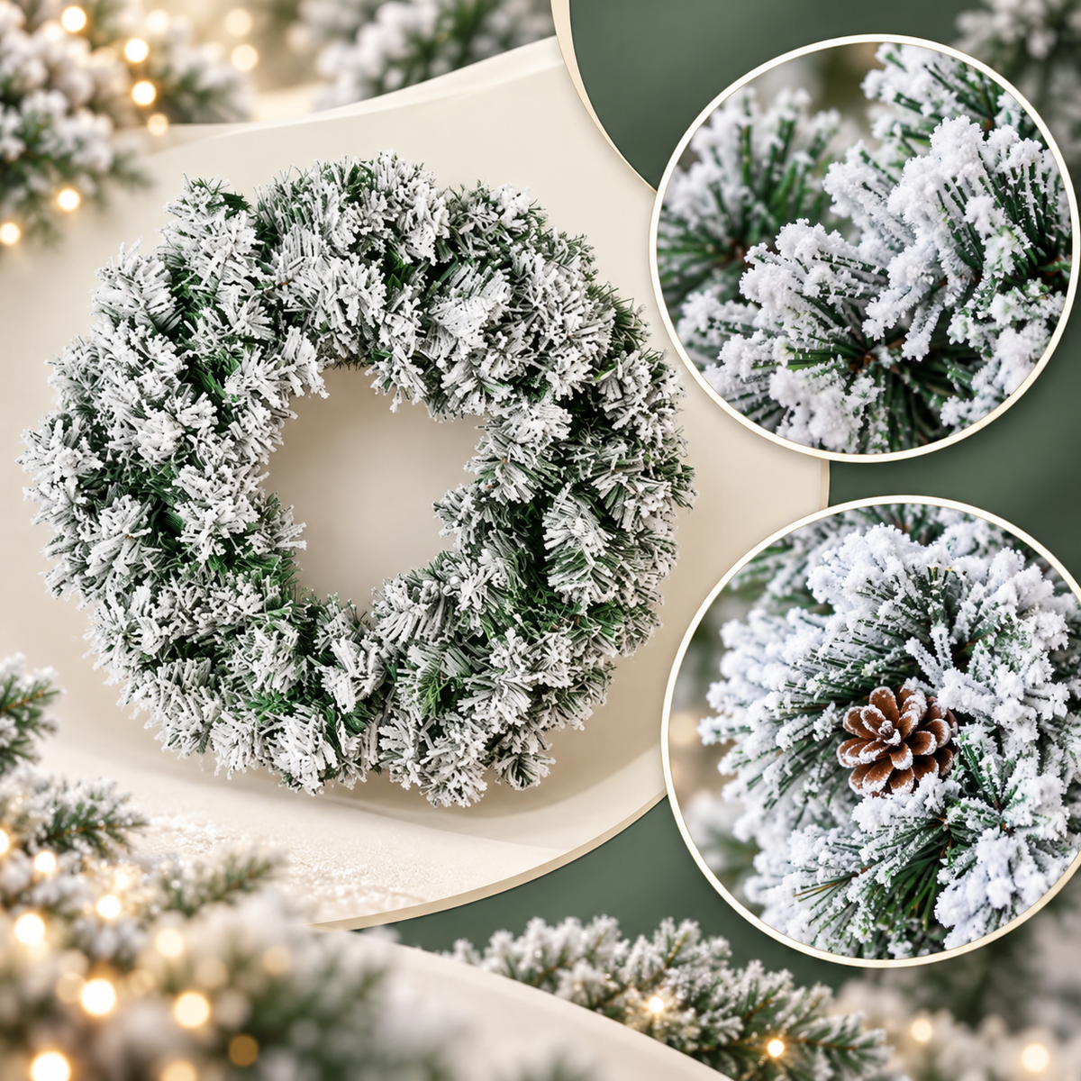Flocked Christmas Wreath Snow Flocked Holiday Decor