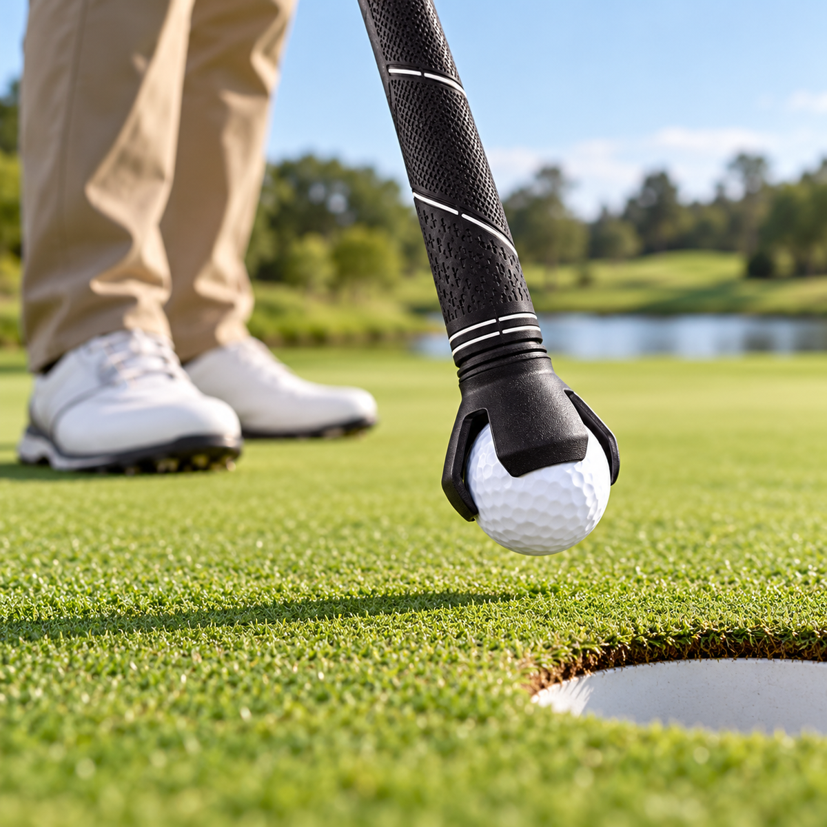 Apanha-bolas de golfe dobrável, leve e fácil de utilizar