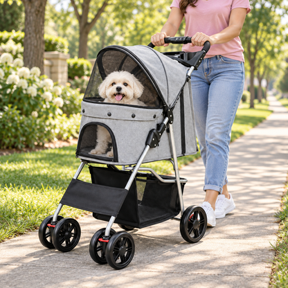 Zusammenklappbarer Haustierbuggy mit reisefreundlichem Design und einfacher Aufbewahrung